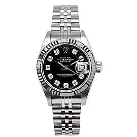 Rolex Women's Datejust Stainless Steel Custom Black Diamond Dial