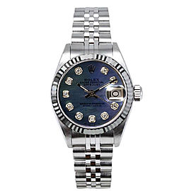 Rolex Women's Datejust Stainless Steel Custom Dark Mother of Pearl Diamond Dial