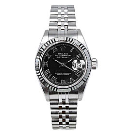 Rolex Women's Datejust Stainless Steel Black Roman Dial