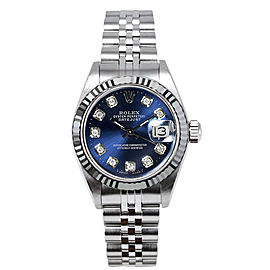 Rolex Women's Datejust Stainless Steel Custom Blue Diamond Dial