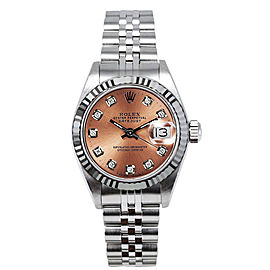 Rolex Women's Datejust Stainless Steel Custom Pink Diamond Dial