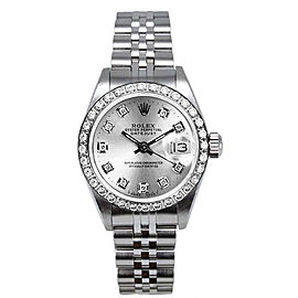 Rolex Women's Datejust Stainless Steel Custom Diamond Bezel & Silver Diamond Dial