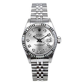 Rolex Women's Datejust Stainless Steel Custom Silver Diamond Dial