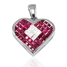 Heritage Gem Studio 4.50 Carat Total Weight Ruby and Diamond Heart Pendant