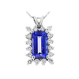 Heritage Gem Studio 5.50 Carat Emerald Cut Tanzanite and Diamond Pendant