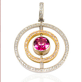 Heritage Gem Studio 0.59 Carat Total Tourmaline and Diamond Two-Tone Pendant in 18 Karat Gold