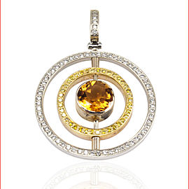 Heritage Gem Studio 0.59 Carat Citrine and Diamond Two-Tone Pendant in 18 Karat Gold