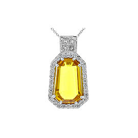 8.23 Carat Fantasy Cut Yellow Sapphire and Diamond Pendant in 18 Karat Gold