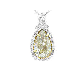 GIA Certified 2.53 Carat Pear Shape Fancy Light Yellow Two-Tone Diamond Pendant