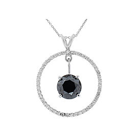 Heritage Gem Studio 3.87 Carat Black Diamond Circle Pendant in 14 Karat White Gold