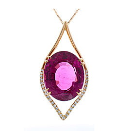 Heritage Gem Studio 25.82 Carat Rubelite and Diamond Pendant Necklace in 18 Karat Rose Gold