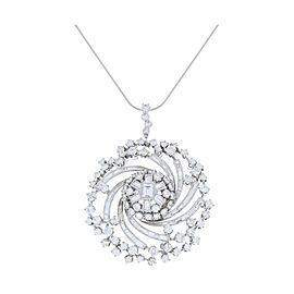 Heritage Gem Studio 8.80 Carat Total Round and Baguette Diamond Pendant in Platinum