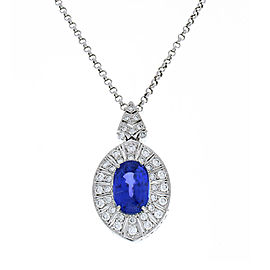 AGL Certified 12.62 Carat Marquise Blue Sapphire and Diamond Pendant in Platinum