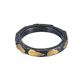 Yossi Harari Jewelry Jane 24k Gold & Oxidized Gilver Libra Stack Ring Size 6