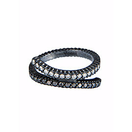 Yossi Harari Jewelry Lilah Oxidized Gilver Black & White Diamond Crisscross Ring Size 6