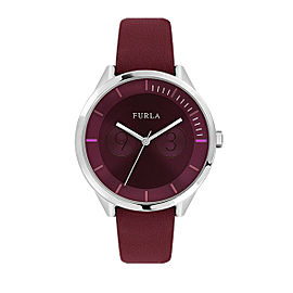 Furla Women's Metropolis Burgundy Dial Calfskin Leather Watch