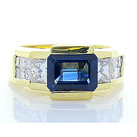 Heritage Gem Studio 1.75 Carat Blue Sapphire with Invisible Set Princess Cut Diamond Cocktail Ring