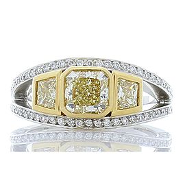 GIA Certified 1.07 Carat Yellow Diamond Platinum Cocktail Ring