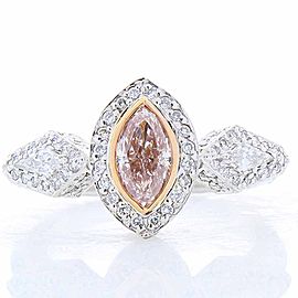 GIA Certified 0.73 Carat Natural Pink Marquise Diamond Cocktail Platinum Ring