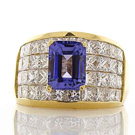 Heritage Gem Studio 2.15 Carat Tanzanite and Princess Cut Diamond Cocktail Ring in 18 Karat Gold