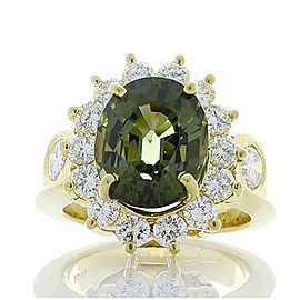 4.00 Carat Oval Green Tourmaline and Diamond Cocktail Ring