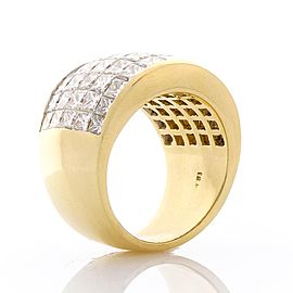 8.72 Carat Total Invisible Set Princess Cut Diamond Yellow Gold Cocktail Ring