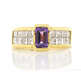 Heritage Gem Studio 0.70 Carat Amethyst and Princess Cut Diamond Cocktail Ring in 18 Karat Gold