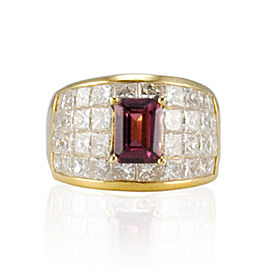 Heritage Gem Studio 1.50 Carat Emerald Cut Rhodolite Garnet and Princess Cut Diamond Cocktail Ring