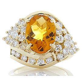 Heritage Gem Studio 3.00 Carat Oval Citrine and Diamond White Gold Cocktail Ring