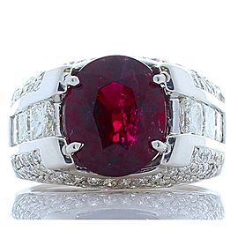 4.29 Carat Oval Rubellite and Diamonds 14 Karat White Gold Cocktail Ring