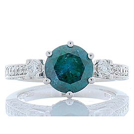 1.79 carat irradiated blue diamond ring