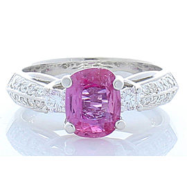 1.57 Carat Cushion Cut Pink Sapphire and Diamond Cocktail Ring in 18 Karat Gold