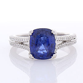 Heritage Gem Studio 3.22 Carat Cushion Cut Blue Sapphire and Diamond Cocktail Ring in 18 Karat Gold