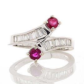 Heritage Gem Studio 0.60 Carat Total Ruby and Diamond Cocktail Ring in 14 Karat White Gold