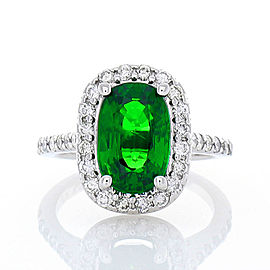 4.49 Carat Oval Tsavorite and Diamond Cocktail Ring in 14 Karat White Gold