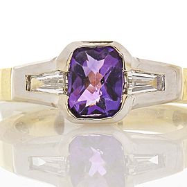 Ring 18kTT, Amethyst 1.50CT AME RAD, 0.19CTW TAPER BAG