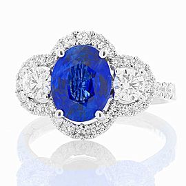 2.03 Carat Oval Sapphire and Diamond Cocktail Ring in 18 Karat White Gold