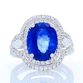 5.34 Carat Total Oval Sapphire and Diamond Cocktail Ring in 18 Karat White Gold