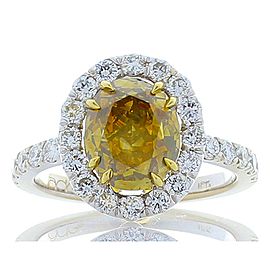 HRD Certified 3.02 Carat Oval Fancy Intense Olive Brown Diamond Cocktail Ring