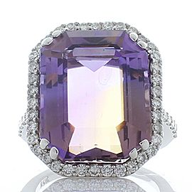 Heritage Gem Studio16.37 Carat Ametrine and Diamond Cocktail Ring in 18 Karat White Gold