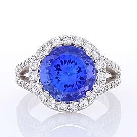 Heritage Gem Studio 5.48 Carat Tanzanite and Diamond Cocktail Ring in 18 Karat White Gold