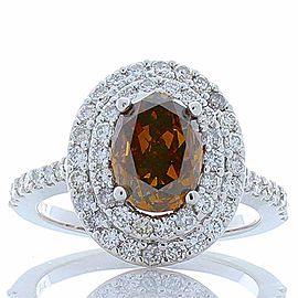 Heritage Gem Studio GIA Certified 2.08 Carat Oval Fancy Orangish Brown Diamond Cocktail Ring