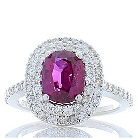 Heritage Gem Studio AIGS Certified 2.57 Carat No Heat Purplish Pink Sapphire & Diamond Cocktail Ring