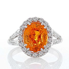 Heritage Gem Studio 5.40 Carat Oval Spessartite and Diamond Cocktail Ring in 18 Karat White Gold