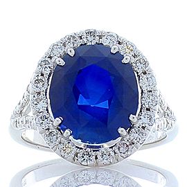 Heritage Gem Studio 6.32 Carat Oval Blue Sapphire and Diamond Cocktail Ring in 18 Karat White Gold