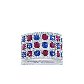 Heritage Gem Studio 1.50 Carat Total Ruby, Blue Sapphire and Diamond Cocktail Ring in 18 Karat Gold