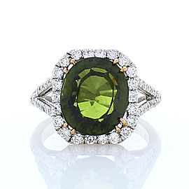 Heritage Gem Studio 5.23 Carat Green Tourmaline and Diamond Cocktail Ring in Platinum