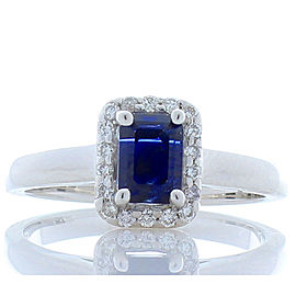 GIT Certified 1.70 Carat Emerald Cut Blue Sapphire And Diamond Cocktail Ring