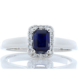 GIT Certified 0.98 Carat Emerald cut Blue Sapphire And Diamond Cocktail Ring