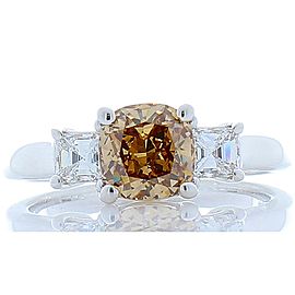 Heritage Gem Studio 1.31 Carat Cushion Cut Fancy Orangy Brown Diamond Cocktail Ring in 18 Karat Gold